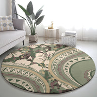 Hawaiian Hibiscus Tribal Vintage Motif Round Carpet Ver 6