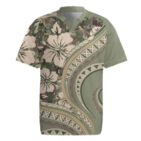 Hawaiian Hibiscus Tribal Vintage Motif Rugby Jersey Ver 6 LT9 Green Pastel - Polynesian Pride