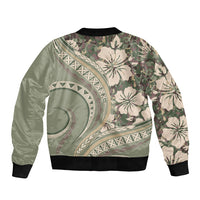 Hawaiian Hibiscus Tribal Vintage Motif Sleeve Zip Bomber Jacket Ver 6 LT9 - Polynesian Pride