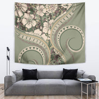 Hawaiian Hibiscus Tribal Vintage Motif Tapestry Ver 6 LT9 Green Pastel - Polynesian Pride