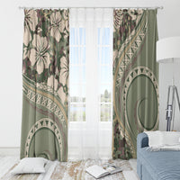 Hawaiian Hibiscus Tribal Vintage Motif Window Curtain Ver 6 LT9 - Polynesian Pride