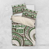 Hawaiian Hibiscus Tribal Vintage Motif Bedding Set Ver 7 LT9 US Twin 172cm x 218cm Green - Polynesian Pride