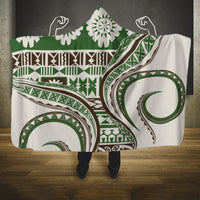 Hawaiian Hibiscus Tribal Vintage Motif Hooded Blanket Ver 7 LT9 One Size Green - Polynesian Pride