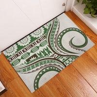 Hawaiian Hibiscus Tribal Vintage Motif Rubber Doormat Ver 7 LT9 Green - Polynesian Pride
