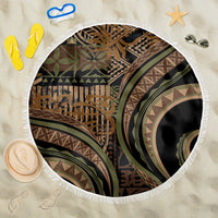 Hawaiian Hibiscus Tribal Vintage Motif Beach Blanket Ver 8 LT9 One Size 150cm Brown - Polynesian Pride