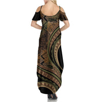 Hawaiian Hibiscus Tribal Vintage Motif Summer Maxi Dress Ver 8 LT9 - Polynesian Pride