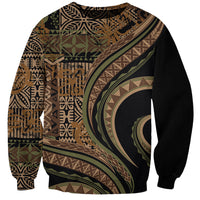 Hawaiian Hibiscus Tribal Vintage Motif Sweatshirt Ver 8 LT9 Unisex Brown - Polynesian Pride