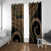 Hawaiian Hibiscus Tribal Vintage Motif Window Curtain Ver 8 LT9 With Grommets Brown - Polynesian Pride