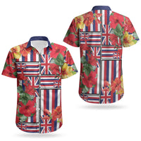 Hawaii Hibiscus Lei Couples Matching Summer Maxi Dress and Hawaiian Shirt Hawaiian Flag Motif LT9 - Polynesian Pride