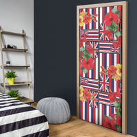 Hawaii Hibiscus Lei Door Cover Hawaiian Flag Motif