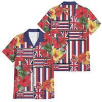 Hawaii Hibiscus Lei Family Matching Long Sleeve Bodycon Dress and Hawaiian Shirt Hawaiian Flag Motif LT9 Dad's Shirt - Short Sleeve Red - Polynesian Pride