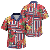 Hawaii Hibiscus Lei Family Matching Long Sleeve Bodycon Dress and Hawaiian Shirt Hawaiian Flag Motif LT9 Son's Shirt Red - Polynesian Pride