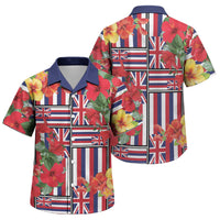 Hawaii Hibiscus Lei Family Matching Short Sleeve Bodycon Dress and Hawaiian Shirt Hawaiian Flag Motif LT9 Son's Shirt Red - Polynesian Pride