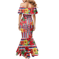 Hawaii Hibiscus Lei Mermaid Dress Hawaiian Flag Motif LT9 - Polynesian Pride