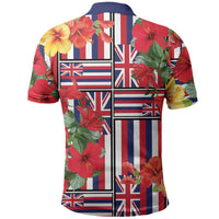 Hawaii Hibiscus Lei Polo Shirt Hawaiian Flag Motif LT9 - Polynesian Pride