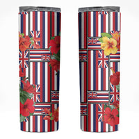 Hawaii Hibiscus Lei Skinny Tumbler Hawaiian Flag Motif LT9 Red - Polynesian Pride