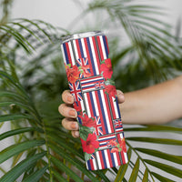 Hawaii Hibiscus Lei Skinny Tumbler Hawaiian Flag Motif LT9 - Polynesian Pride