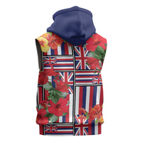 Hawaii Hibiscus Lei Sleeveless Zip Hoodie Hawaiian Flag Motif