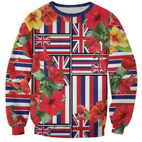 Hawaii Hibiscus Lei Sweatshirt Hawaiian Flag Motif