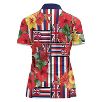Hawaii Hibiscus Lei Women Polo Shirt Hawaiian Flag Motif LT9 - Polynesian Pride