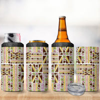 Hawaii Lokelani Pikake Lei 4 in 1 Can Cooler Tumbler Hawaiian Flag Motif