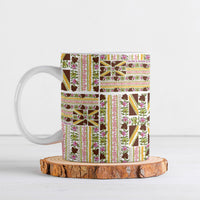Hawaii Lokelani Pikake Lei Ceramic Mug Hawaiian Flag Motif