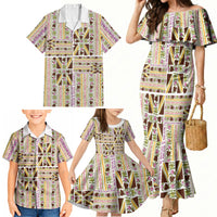 Hawaii Lokelani Pikake Lei Family Matching Mermaid Dress and Hawaiian Shirt Hawaiian Flag Motif LT9 - Polynesian Pride