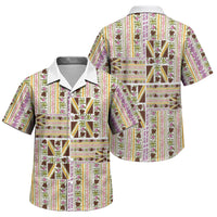 Hawaii Lokelani Pikake Lei Family Matching Off Shoulder Maxi Dress and Hawaiian Shirt Hawaiian Flag Motif LT9 Son's Shirt White - Polynesian Pride
