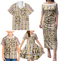Hawaii Lokelani Pikake Lei Family Matching Puletasi and Hawaiian Shirt Hawaiian Flag Motif LT9 - Polynesian Pride