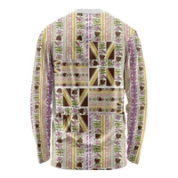Hawaii Lokelani Pikake Lei Long Sleeve Shirt Hawaiian Flag Motif