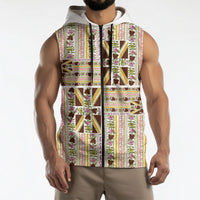 Hawaii Lokelani Pikake Lei Sleeveless Zip Hoodie Hawaiian Flag Motif LT9 - Polynesian Pride