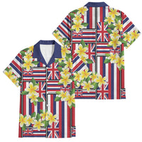 Hawaii Plumeria Lei Family Matching Long Sleeve Bodycon Dress and Hawaiian Shirt Hawaiian Flag Motif LT9 Dad's Shirt - Short Sleeve Red - Polynesian Pride