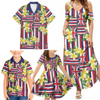 Hawaii Plumeria Lei Family Matching Summer Maxi Dress and Hawaiian Shirt Hawaiian Flag Motif LT9 - Polynesian Pride
