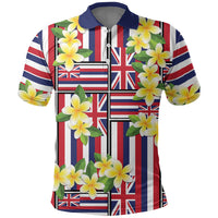 Hawaii Plumeria Lei Polo Shirt Hawaiian Flag Motif LT9 Red - Polynesian Pride