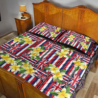 Hawaii Plumeria Lei Quilt Bed Set Hawaiian Flag Motif