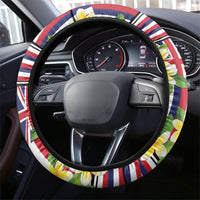 Hawaii Plumeria Lei Steering Wheel Cover Hawaiian Flag Motif