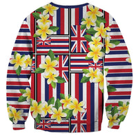 Hawaii Plumeria Lei Sweatshirt Hawaiian Flag Motif