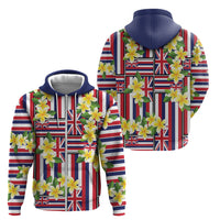 Hawaii Plumeria Lei Zip Hoodie Hawaiian Flag Motif LT9 - Polynesian Pride