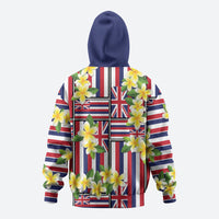 Hawaii Plumeria Lei Zip Hoodie Hawaiian Flag Motif LT9 - Polynesian Pride