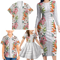 Hawaii Tropical Twist Lei Family Matching Long Sleeve Bodycon Dress and Hawaiian Shirt Hawaiian Flag Motif LT9 - Polynesian Pride