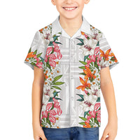 Hawaii Tropical Twist Lei Family Matching Long Sleeve Bodycon Dress and Hawaiian Shirt Hawaiian Flag Motif