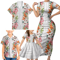 Hawaii Tropical Twist Lei Family Matching Short Sleeve Bodycon Dress and Hawaiian Shirt Hawaiian Flag Motif LT9 - Polynesian Pride