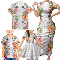 Hawaii Tropical Twist Lei Family Matching Short Sleeve Bodycon Dress and Hawaiian Shirt Hawaiian Flag Motif LT9 - Polynesian Pride