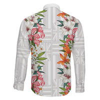 Hawaii Tropical Twist Lei Family Matching Short Sleeve Bodycon Dress and Hawaiian Shirt Hawaiian Flag Motif LT9 Son's Shirt White - Polynesian Pride