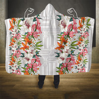 Hawaii Tropical Twist Lei Hooded Blanket Hawaiian Flag Motif