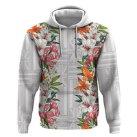 Hawaii Tropical Twist Lei Hoodie Hawaiian Flag Motif LT9 Pullover Hoodie White - Polynesian Pride