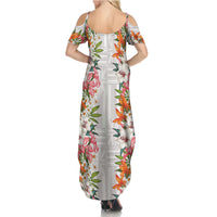 Hawaii Tropical Twist Lei Summer Maxi Dress Hawaiian Flag Motif LT9 - Polynesian Pride