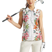 Hawaii Tropical Twist Lei Women Sleeveless Polo Shirt Hawaiian Flag Motif