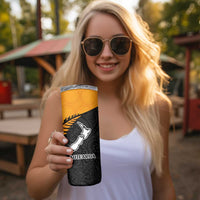 Australia New Zealand Rugby Skinny Tumbler Aboriginal Wallabies and Maori Black Fern Gold Vibe