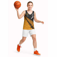 Australia New Zealand Rugby Basketball Jersey Gold Aboriginal Wallabies and Maori Black Fern - Polynesian Pride